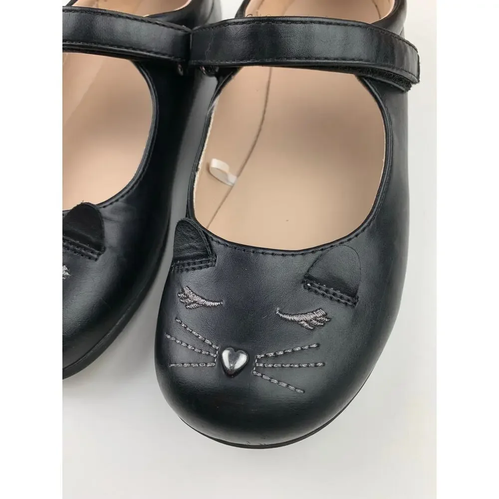 The Childrens Place Black Cat Mary Jane Shoes Flats Kids Big Girls Size 3